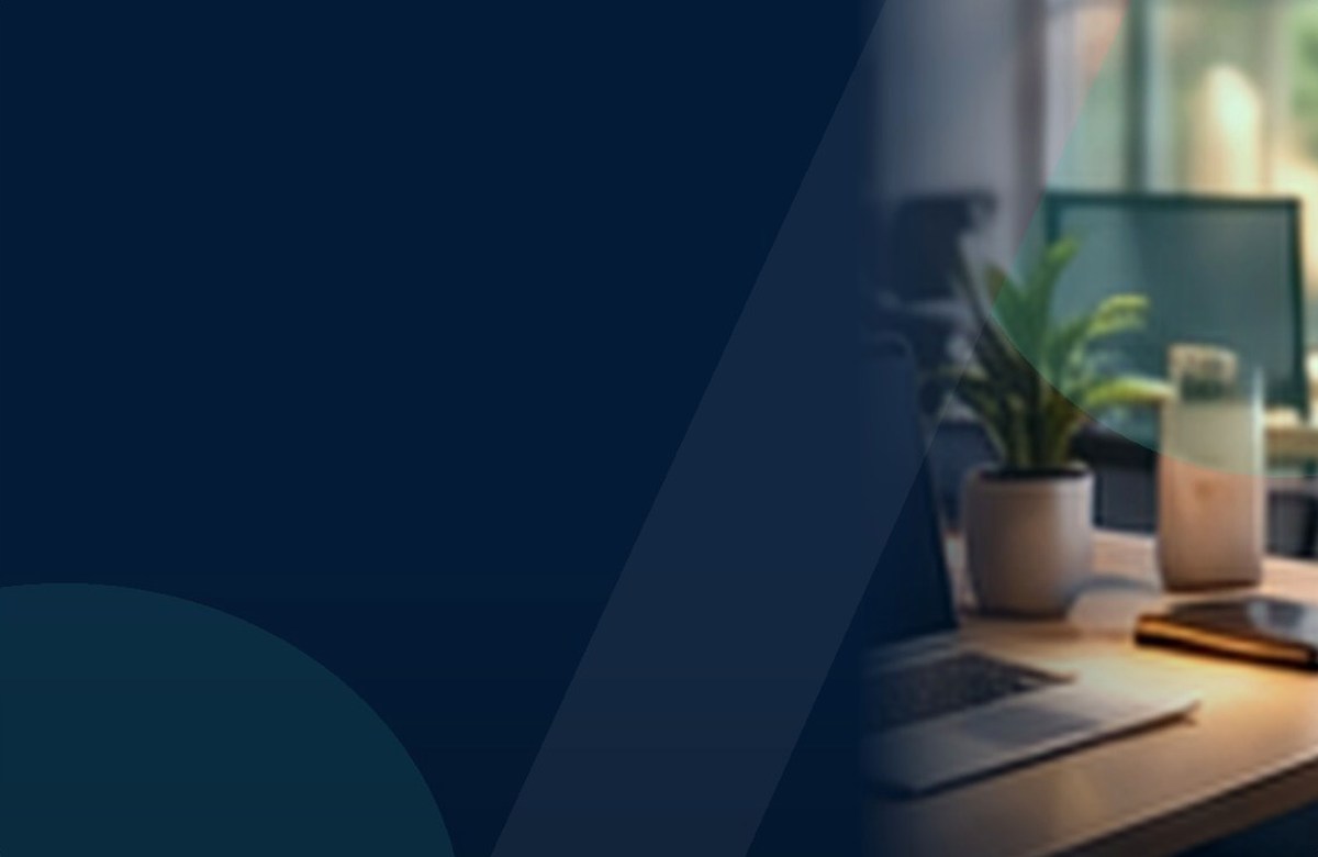Glossy modern workspace with connected business technology