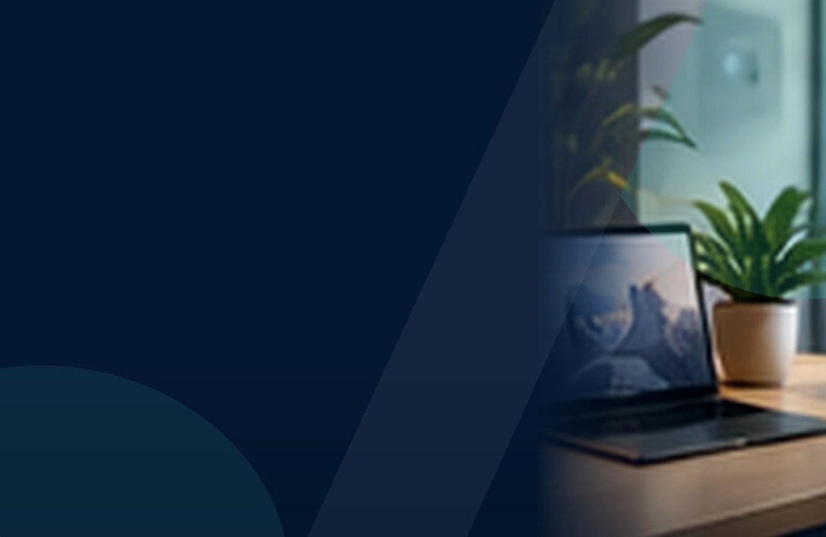 Glossy startup workspace with laptop, network equipment and launch technology